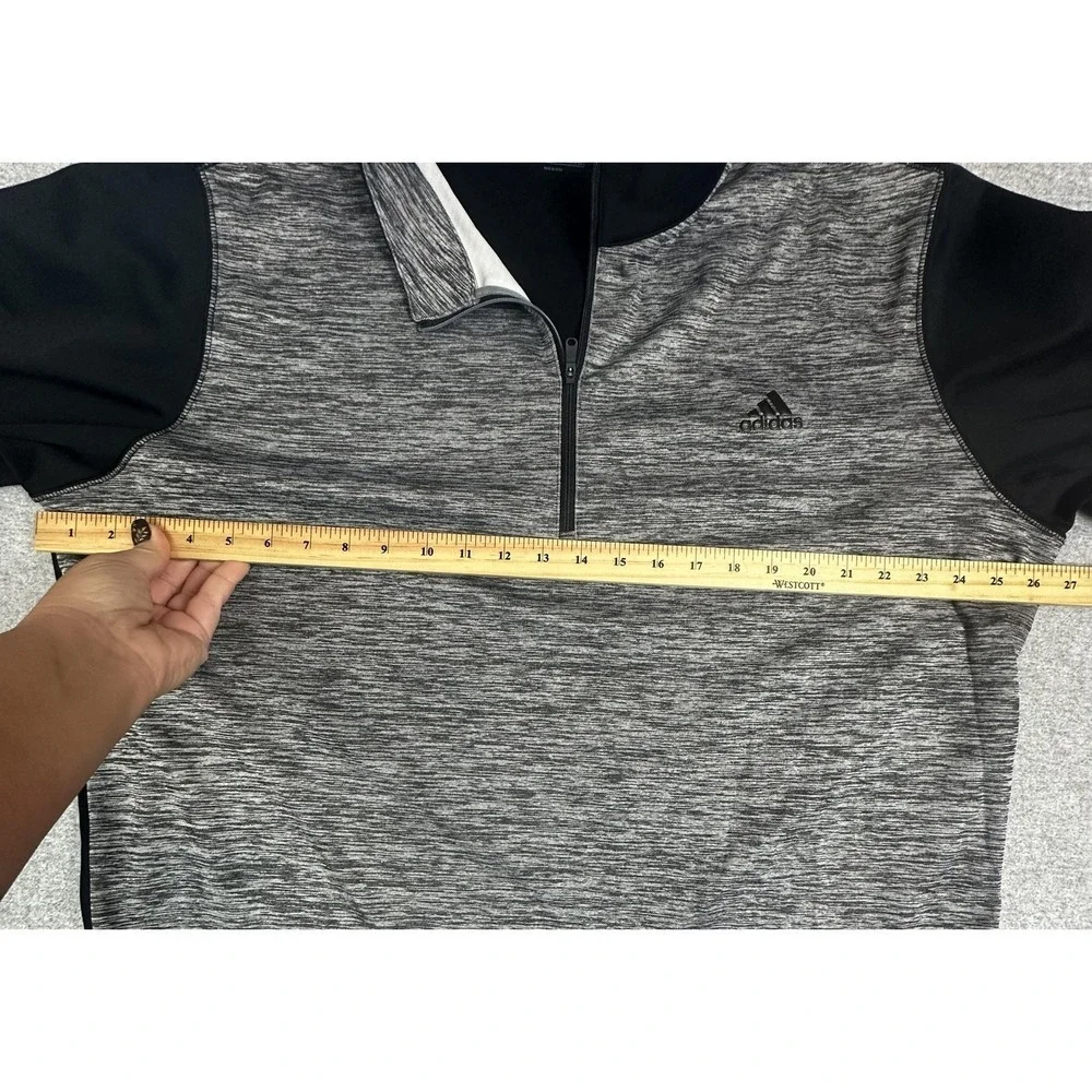 Adidas Pullover Mens‎ 2XL Gray Black Quarter Zip Long Sleeve Athletic Shirt